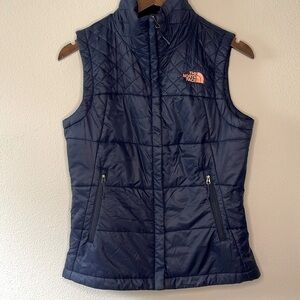 North Face Womens Navy Blue Full Length Quilted Vest